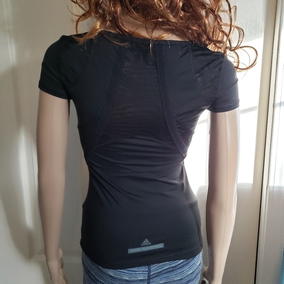Adidas Stella McCartney Black Short Sleeve Workout Top Extra Small - Picture 1 of 7